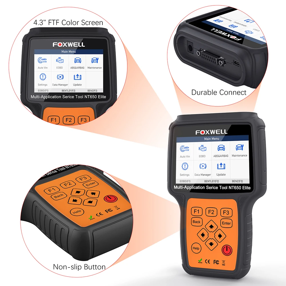 Foxwell NT650 Elite All Makes Service Tool All System Diagnostic Scanner with 25 Special Functions Updated Version of NT650