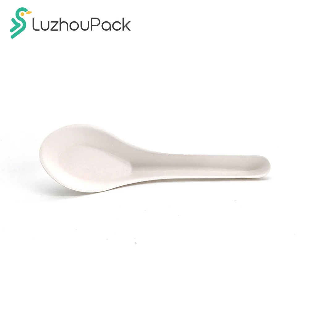 LuzhouPack Biodegradable Bagasse Asian Soup Spoon Compostable Disposable Dinnerware & Tableware for Your Eco-Friendly Lifestyle