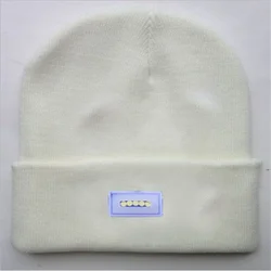 Wholesale custom acrylic women men ski embroidery logo LED light winter knitted hats beanie Cap for night work