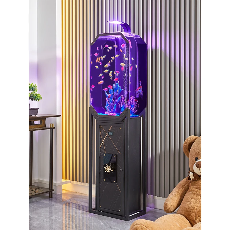 Aquarium Cylinder Curved Fish tank with Bottom Filter Home or Office Landscaping Acrylic