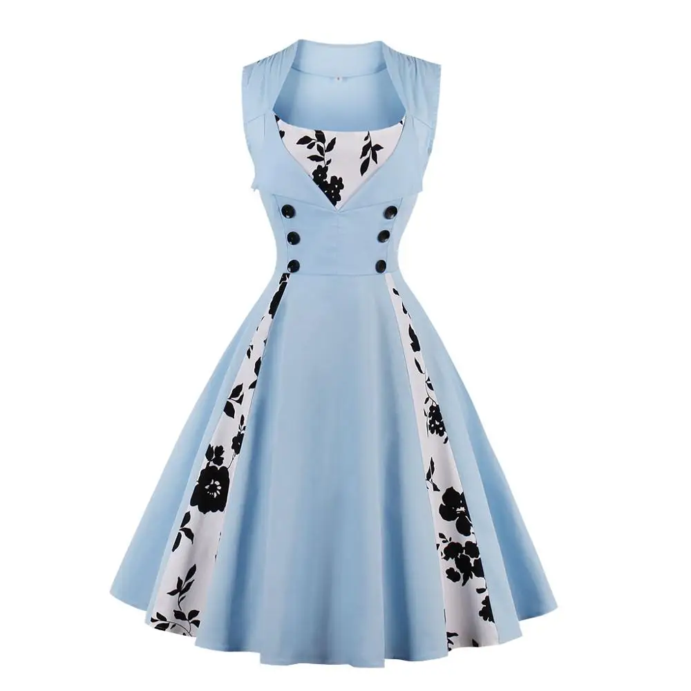 China Factory Direct Sale   zipper  printed cotton  big swing dress Vintage girls party dress