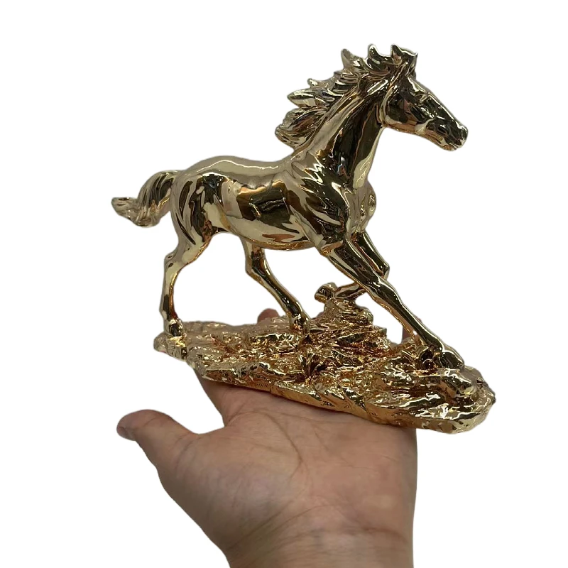 luxury  Living Room  Desk Animal Ceramic Figurine home Accessories Crafts small gold horse decor