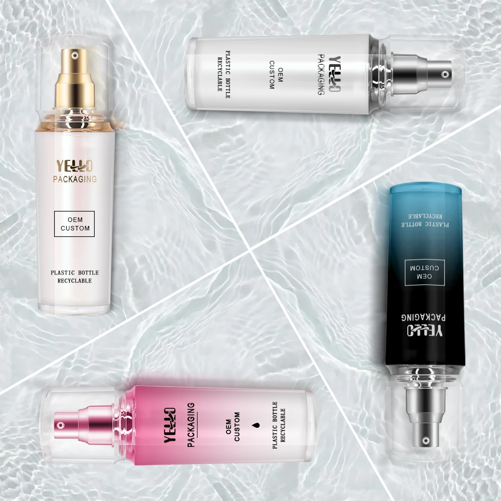 Custom 30ml 50ml 100ml Empty Luxury Gold White Pink Skincare Cosmetic Packaging Plastic Acrylic Lotion Pump Bottle And Cream Jar