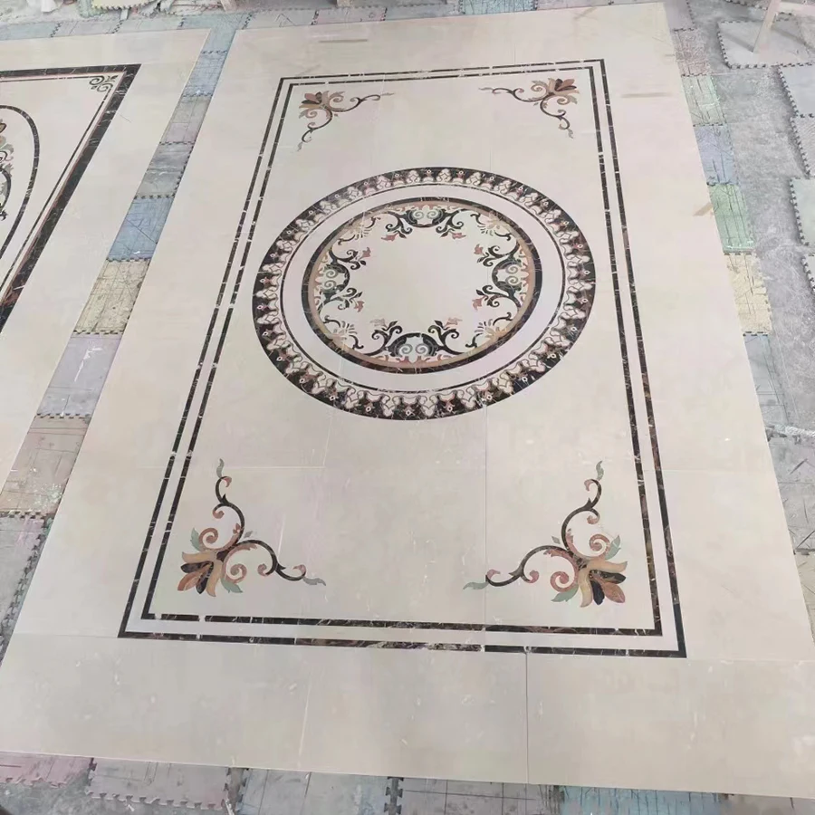 High Quality Water Knife Parquet Natural Stone Rectangle Waterjet Medallion Marble Floor Design Stone Medallion