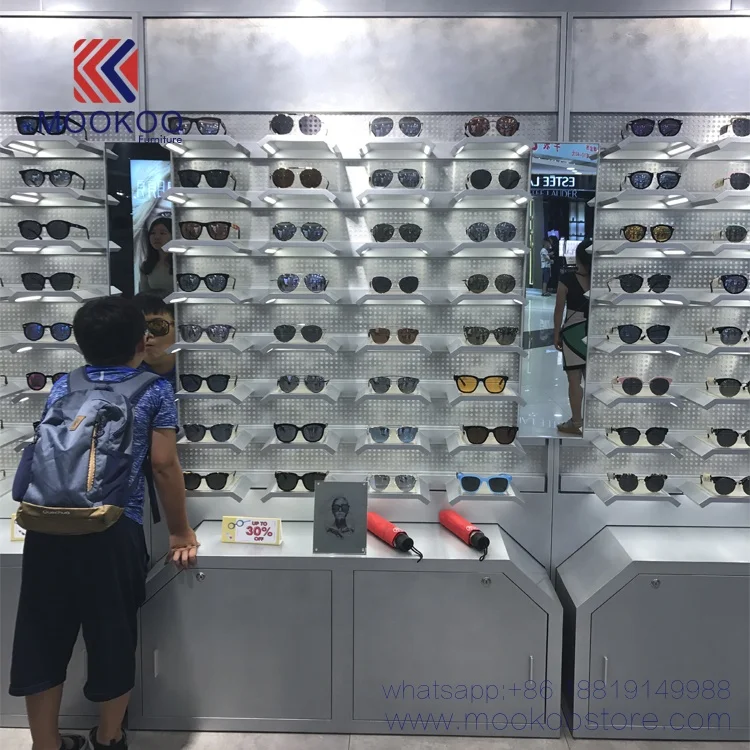 Custom Sunglass Wall Shelf Showcase Metal Glasses Display Wall Shelves
