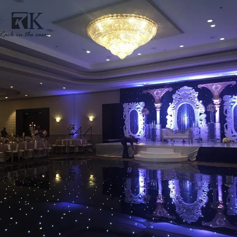 Acrylic Glossy Black led dance floor rental With mixed Red/Green/White/Blue leds