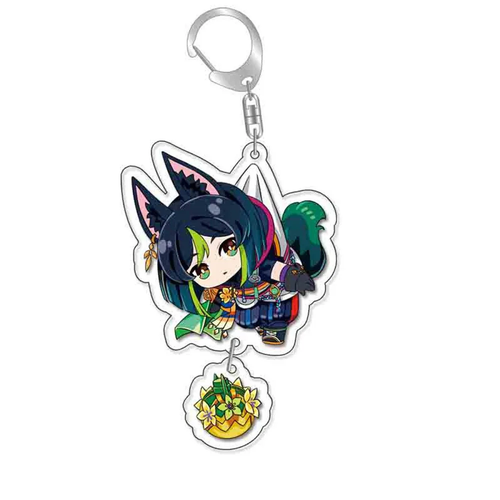 GY Ring Genshined Impact Anime Acrylic Keychain Impact Keychain Nilou Klee Ganyu Cartoon Character Anime Keychain Accessories