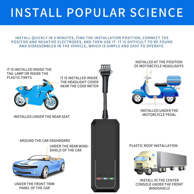 2G GSM Car GPS Tracker  Relay Cut Off Oil Fuel Mini GPS Tracker Car Overspeed Move Alarm Real-time GPS Tracker