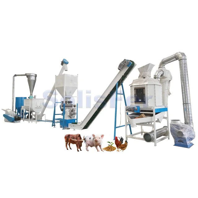 1-2t/h animal poultry cattle straw pellet making processing machine chicken feed production line for farm husbandry equipment