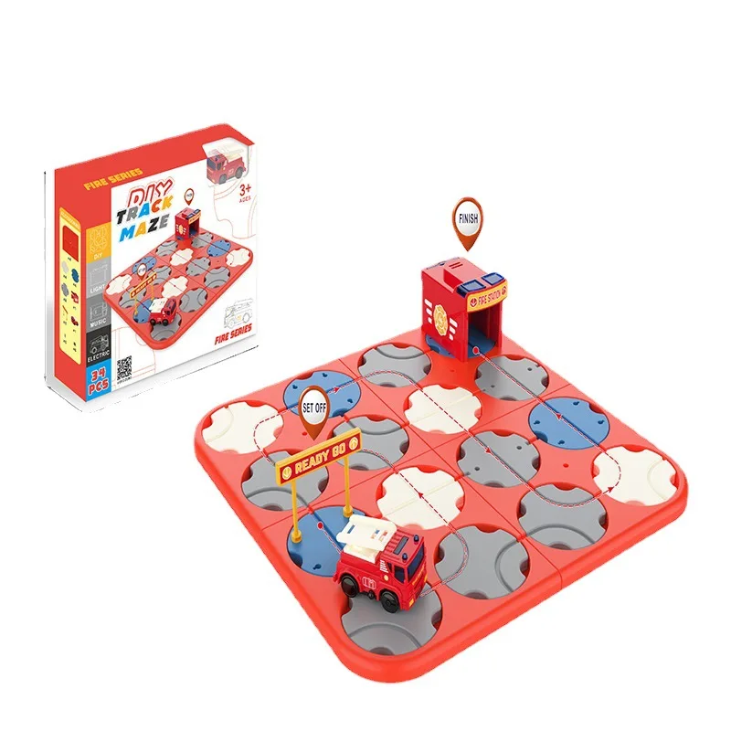 Logical Road Builder Game Road Builder Board Game Child Interactive Logical Thinking Training Track Pull-Back Car Board Game