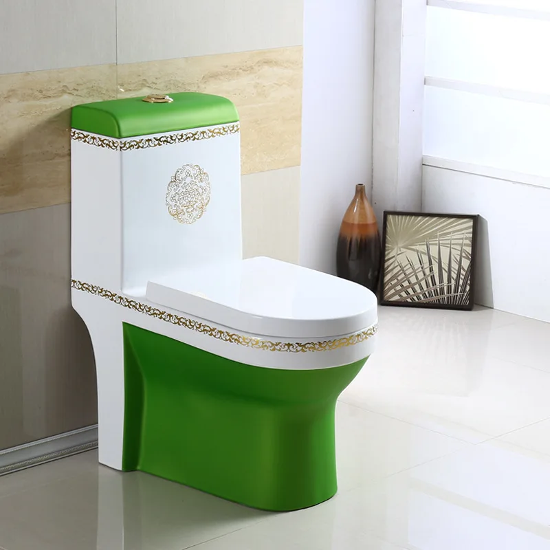Factory direct household Zhijie glaze toilet siphon water-saving toilet ceramic large diameter color toilet