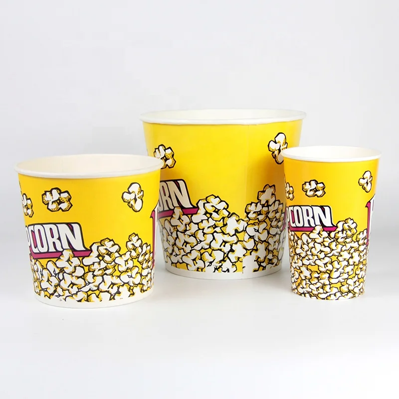 Wholesale High Quality Food Grade Paper Disposable Custom Logo Printed Paper Popcorn Bucket For Popcorn Packing