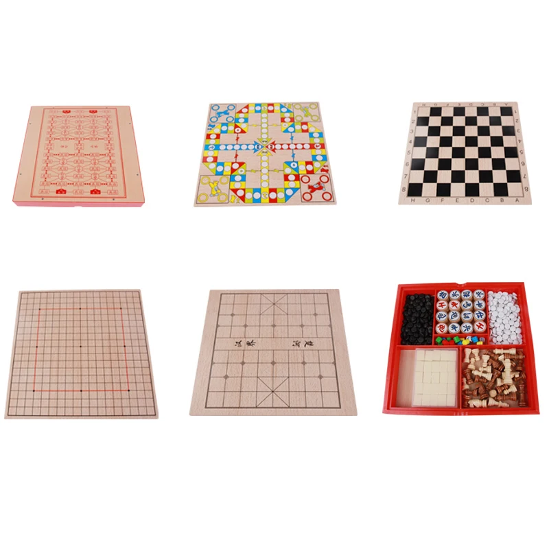  Деревянная многофункциональная игра шахматы шесть в одном продажа с завода детские деревянные домашние игрушки для детей 2020 году