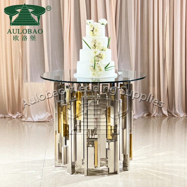 Round Silver Restaurant Dining Coffee Table Luxurious Metal Side Table