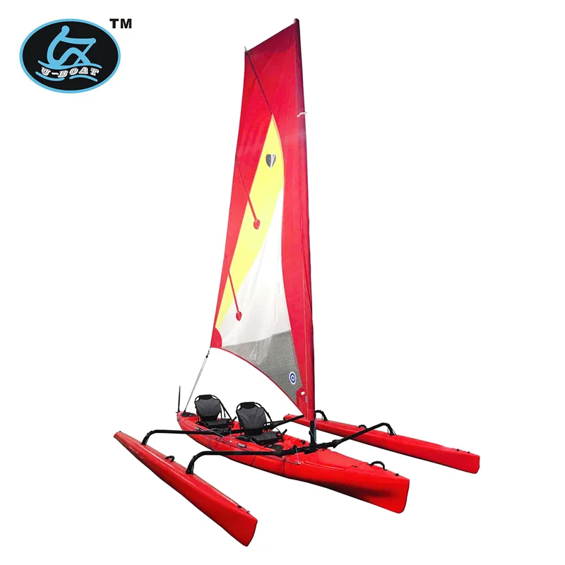 
18ft plastic sailing boat with foot drive pedal system and rudder 