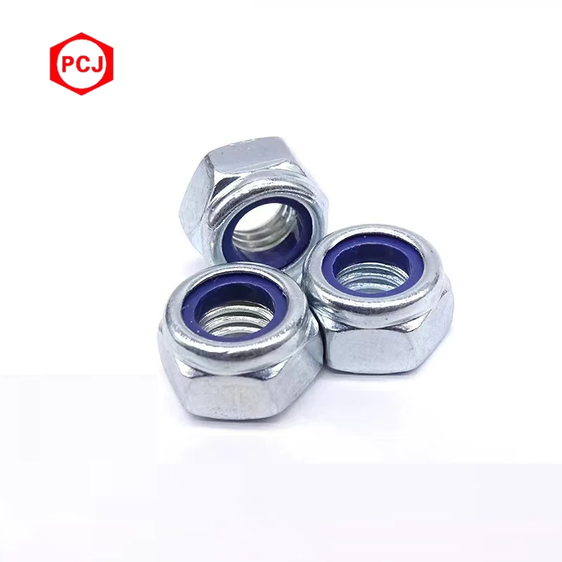 Manufacturer Custom DIN985 M8-M12 Galvanized Grade 4.8/ 8.8/ 10.9/ 12.9 Carbon Steel Hex Nylock Nut Nylon Insert Lock Nut