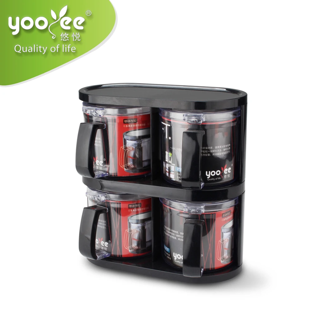 Spice Jars Hot Selling Plastic 4 Pieces Storage Bottles & Jars,herb & Spice Tools Salt Pigs, Cellars & Servers Acceptable Cover