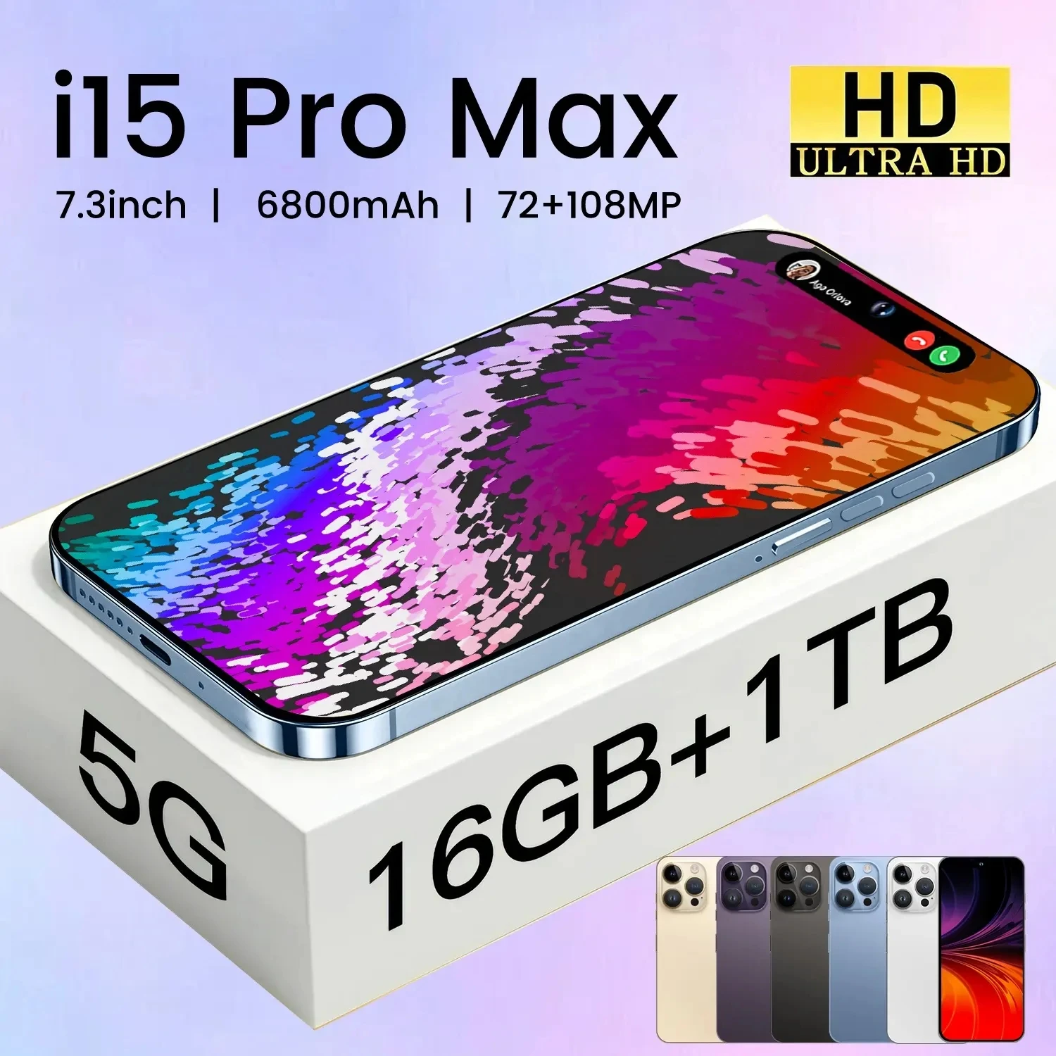 Hot selling original 15 Pro Max 16GB+512GB unlocked 5G smartphone 8800Mah fast charging 6.7inch large screen Android phone