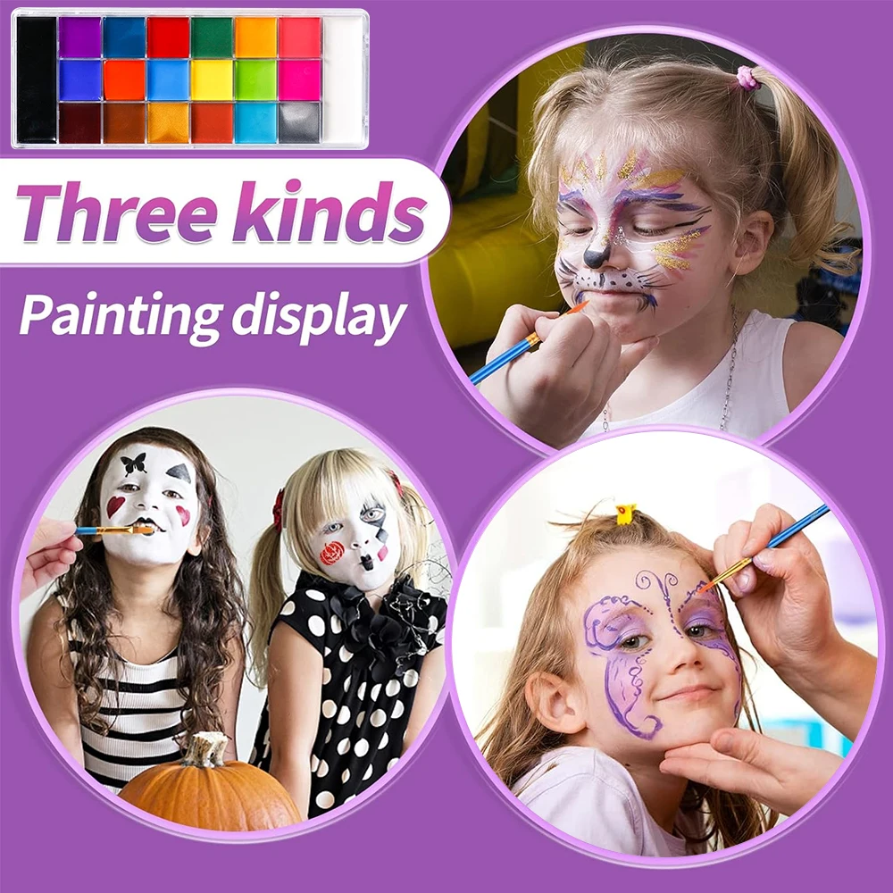 Professional Face Body Art Painting Brush Stencil Supplies Cosplay Makeup Palette Body Paint Kit Oil Face Paint