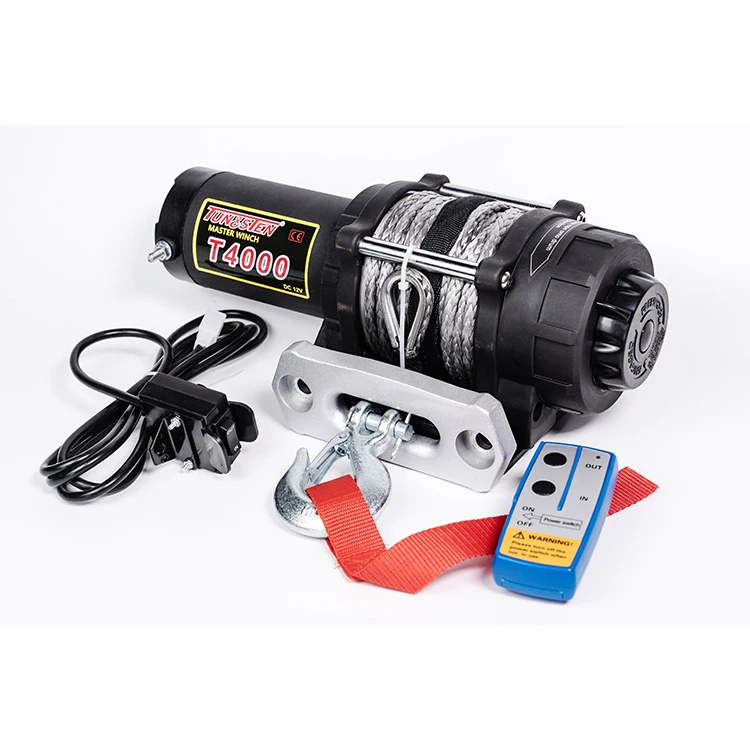 4000lbs  pulling 12v/24v mini electric winch with synthetic rope