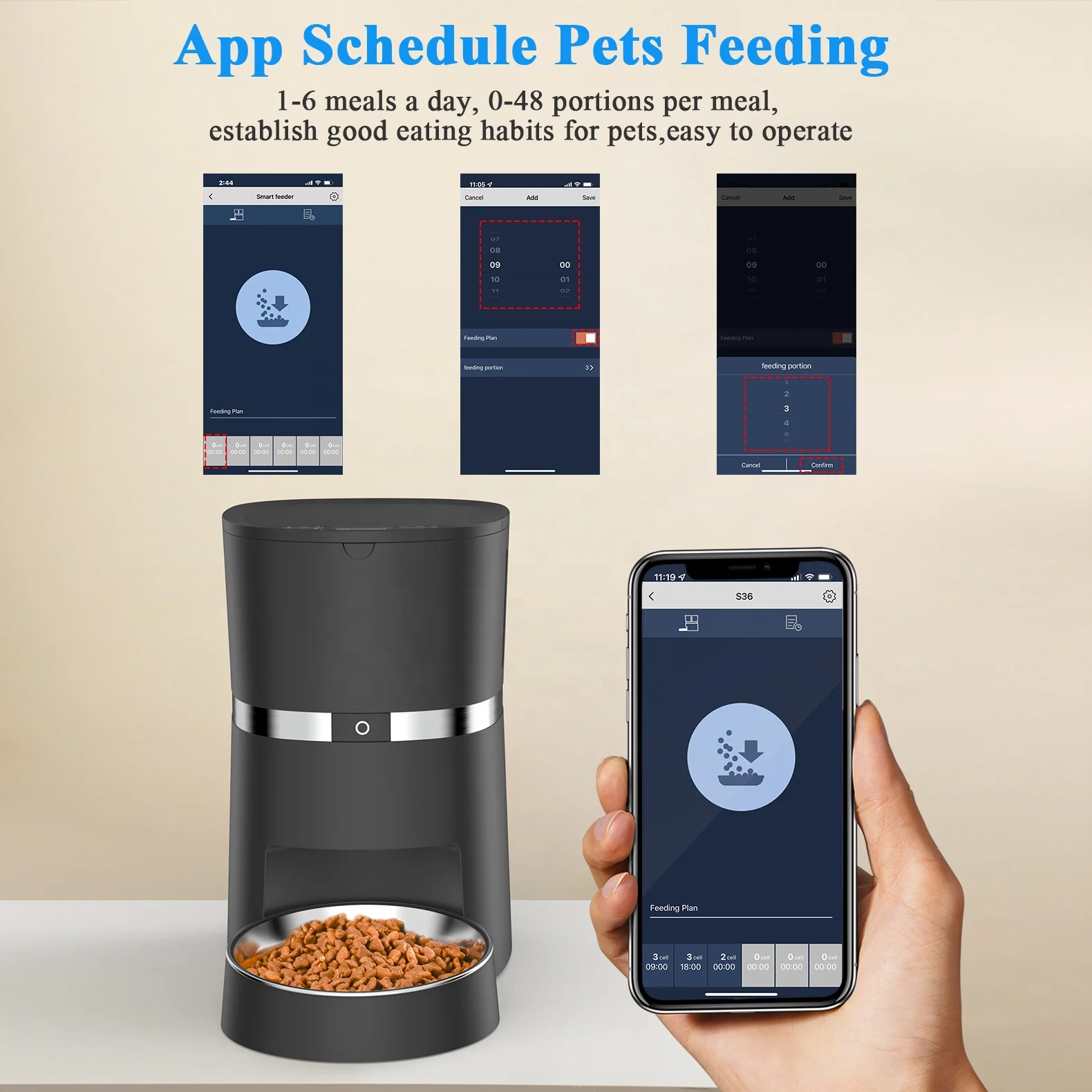 3.8L 4L Automatic Timer 2 Meal Pet Gravity Food or Water Feeder Dispenser Battery Smart Pet Feeder with Wifi for 2 Cats Dogs