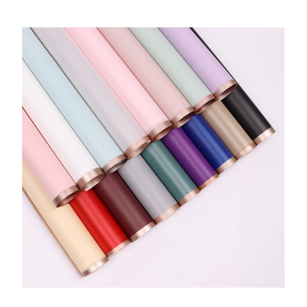 Custom Waterproof Gift Box Packaging Paper Gold Edge Florist Bouquet Wrapping Paper for Flowers