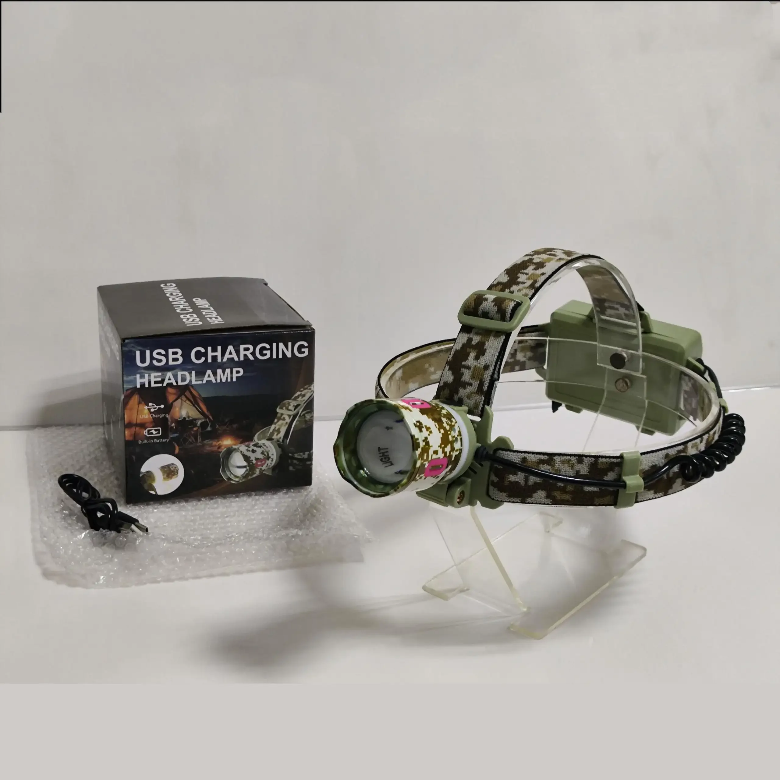 30W High Brightness LED Rechargeable Headlight USB Type-C Camuflagem With Aluminum Body Zoomable Portable 500M Light For Camping