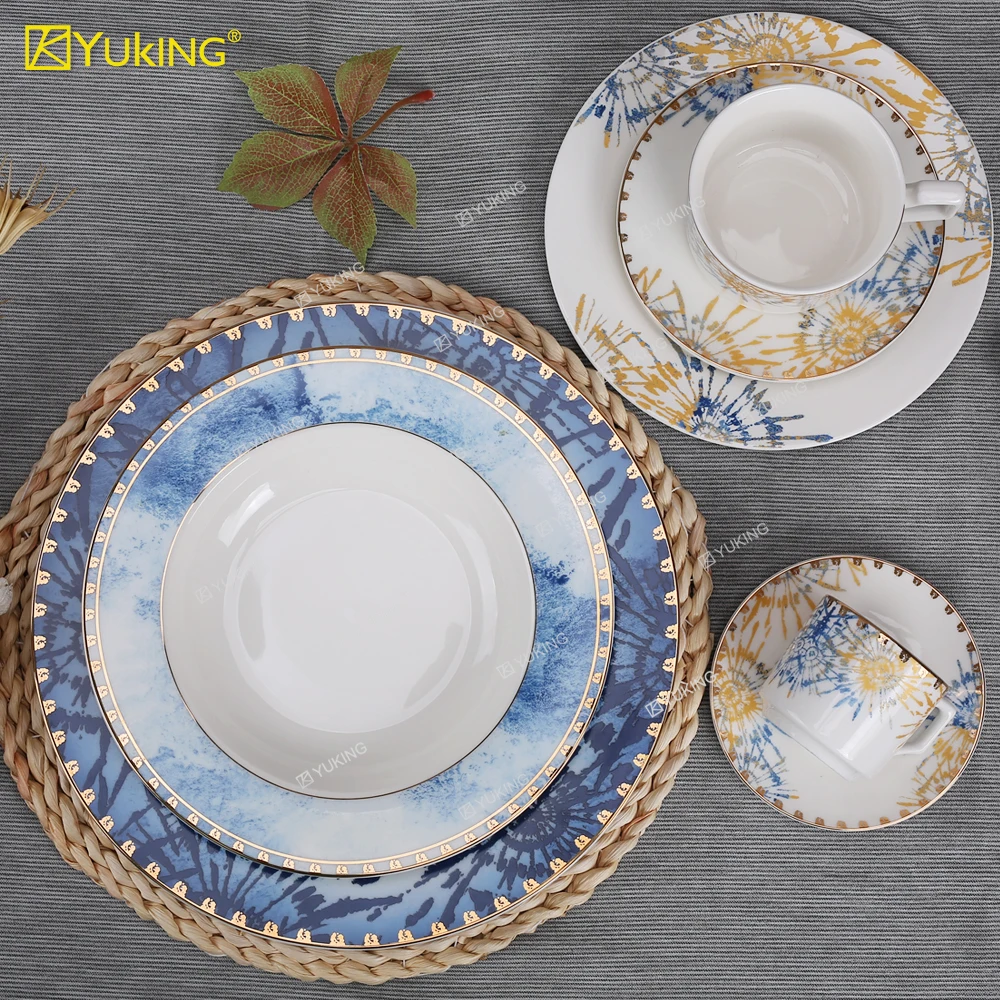 High quality fine bone china dinner set kitchenware porcelain ceramic tableware