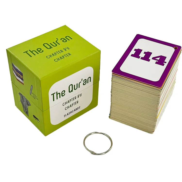 High Quality Learning Language Math Chinese English Flash Cards Ring Custom Logo Kids Educational Flashcard Game