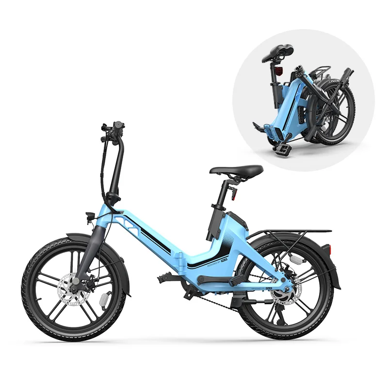 20 Inches City Electric Bicycle With Rear Rack PXID P4 Fast Speed High-End City Bicycle  2 Wide Wheels E Bike for Adults