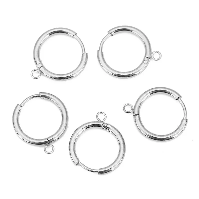 Stainless steel hoop earring components clip on earrings with loop for DIY earrings jewelry making