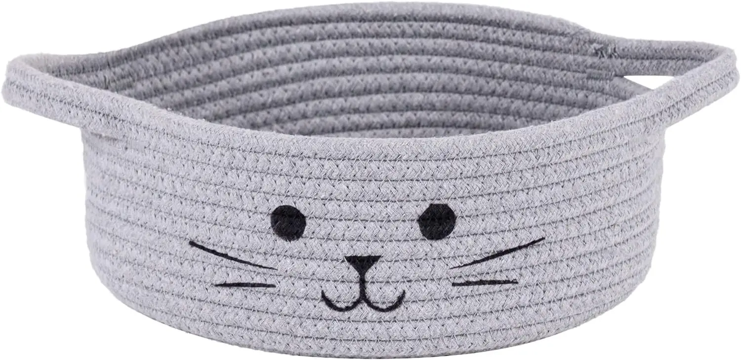 Small Round Decorative Nursery Diapers Empty Baby Gift Cute Dog Toy Woven Rope Basket for Living Room