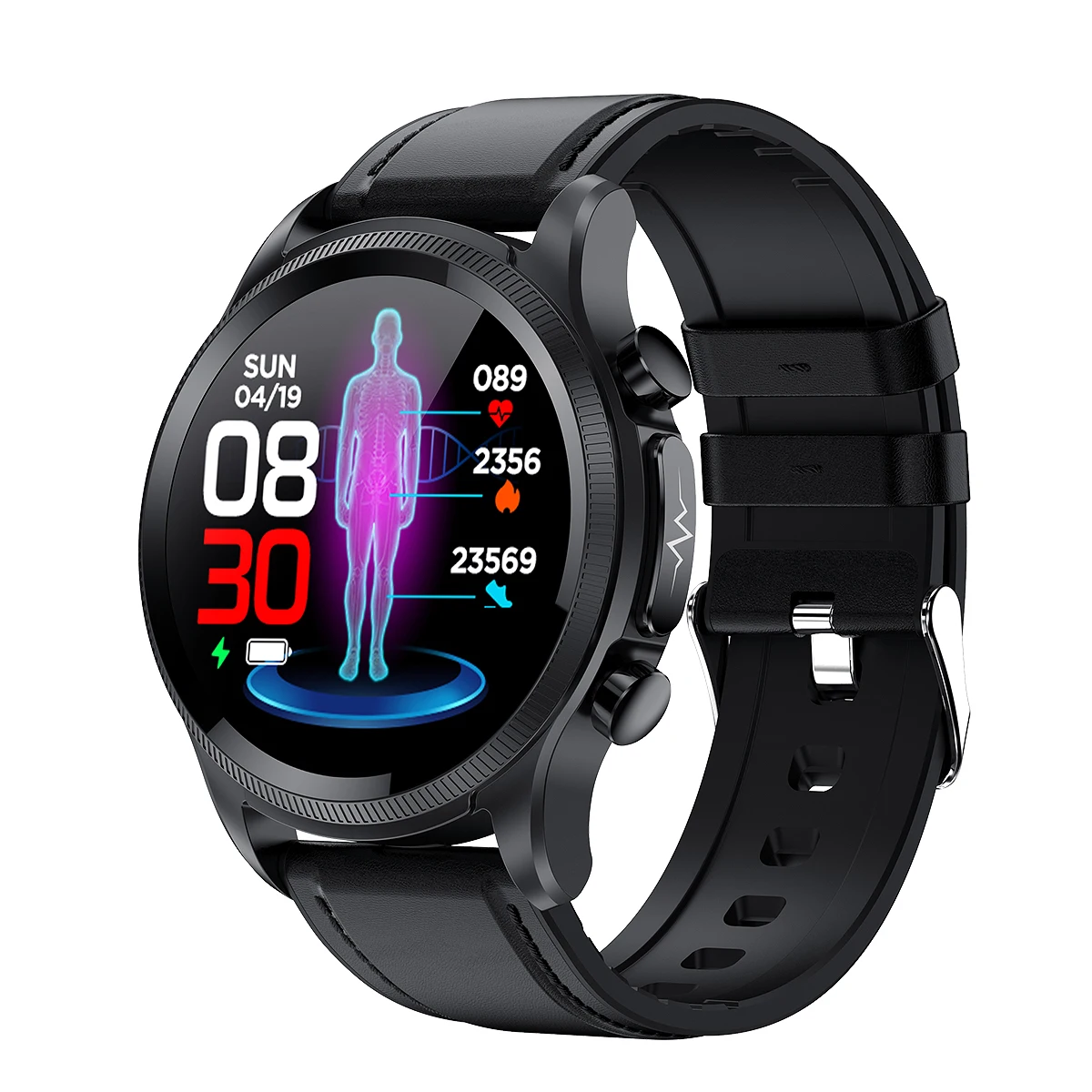 2023 Newest E400 Ecg Watch Non-invasive Blood Glucose Monitoring Temperature Blood Pressure Smart Watch With Chest Patch Band