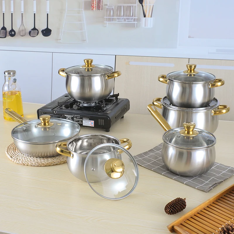 Набор кухонной посуды из немецкой нержавеющей стали, 12 шт.