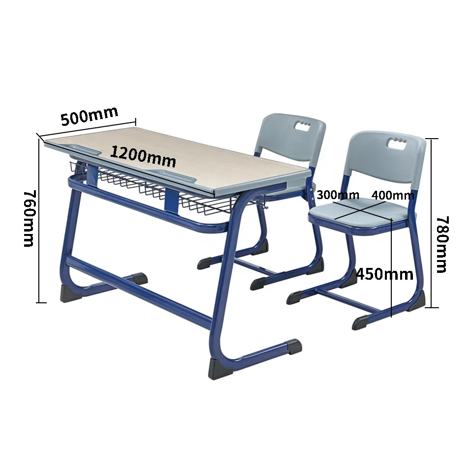 OEM Custom College University Furniture Manufacture Wooden Student Desk And PP Plastic Chair Sets
