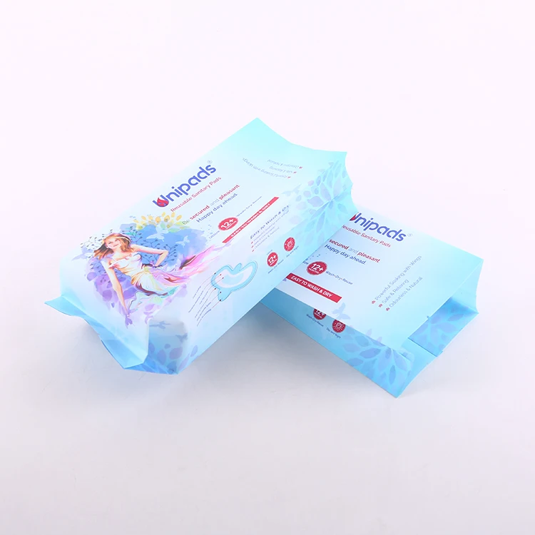 Wholesale custom printed side gusset heat sealing packs plastic sanitary pads bag sanitary napkin packaging bag