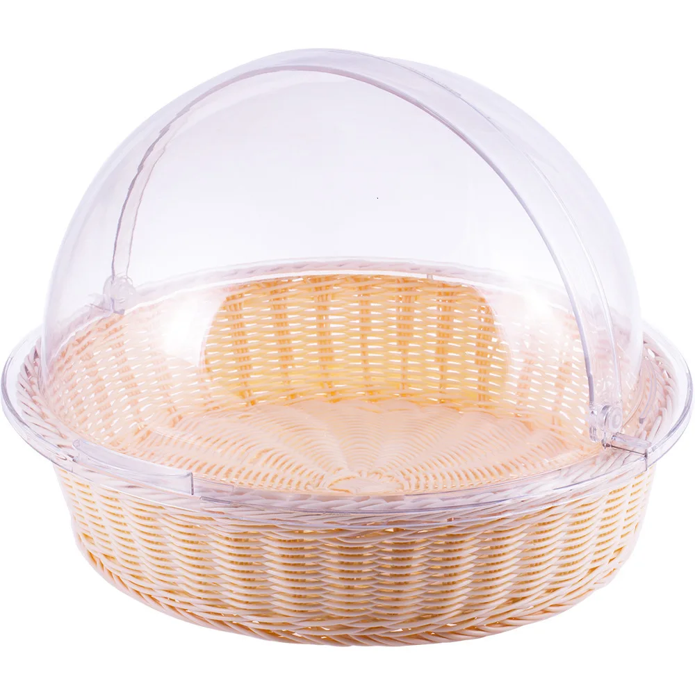 Factory Round PC Plastic Bread Basket With Cover For Hotel Restaurant Use