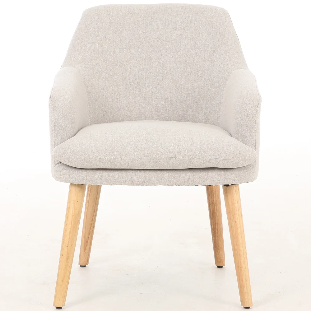 Modern style hotel furniture wooden leg linen fabric upholstered dining room chairs