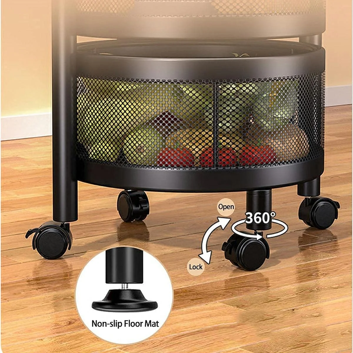 Folding Kitchen Organizer Mesh Storage Fruit And Vegetable Rack Storage Roll Cart Foldable Bench Press With Racks