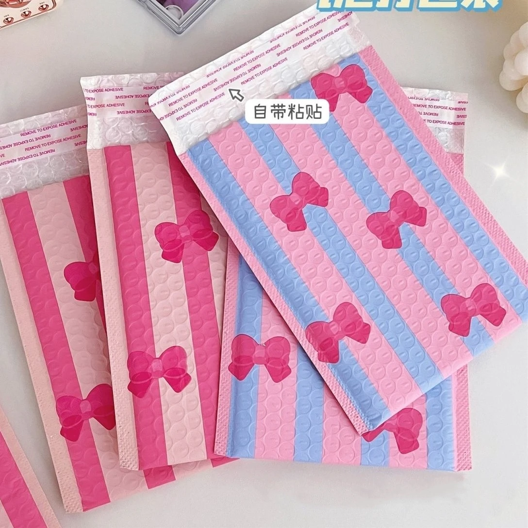 Custom Cute Bow Printed Poly Bubble Mailers Design Padded Shipping Envelopes Mailing Bags for Gifts