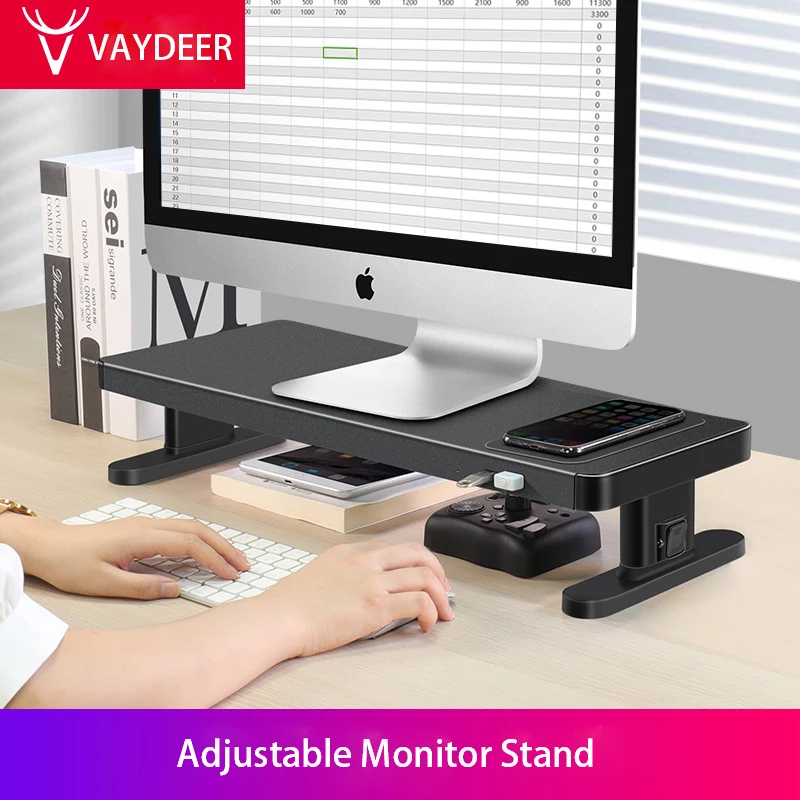 Vaydeer single computer riser bracket metal desktop height adjustable monitor stand