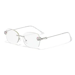 Fashion Rimless Reading Glasses With Diamond Wholesale Reading Small Characters Anti-blue Light Reading Glasses