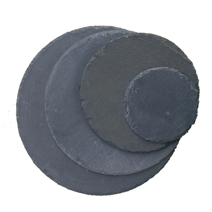 High Quality Round Shape Plate Serving Large Tray/slate With Copper Handle Hot Sell And Wholesale Alibaba Stone Slate Dish Tray