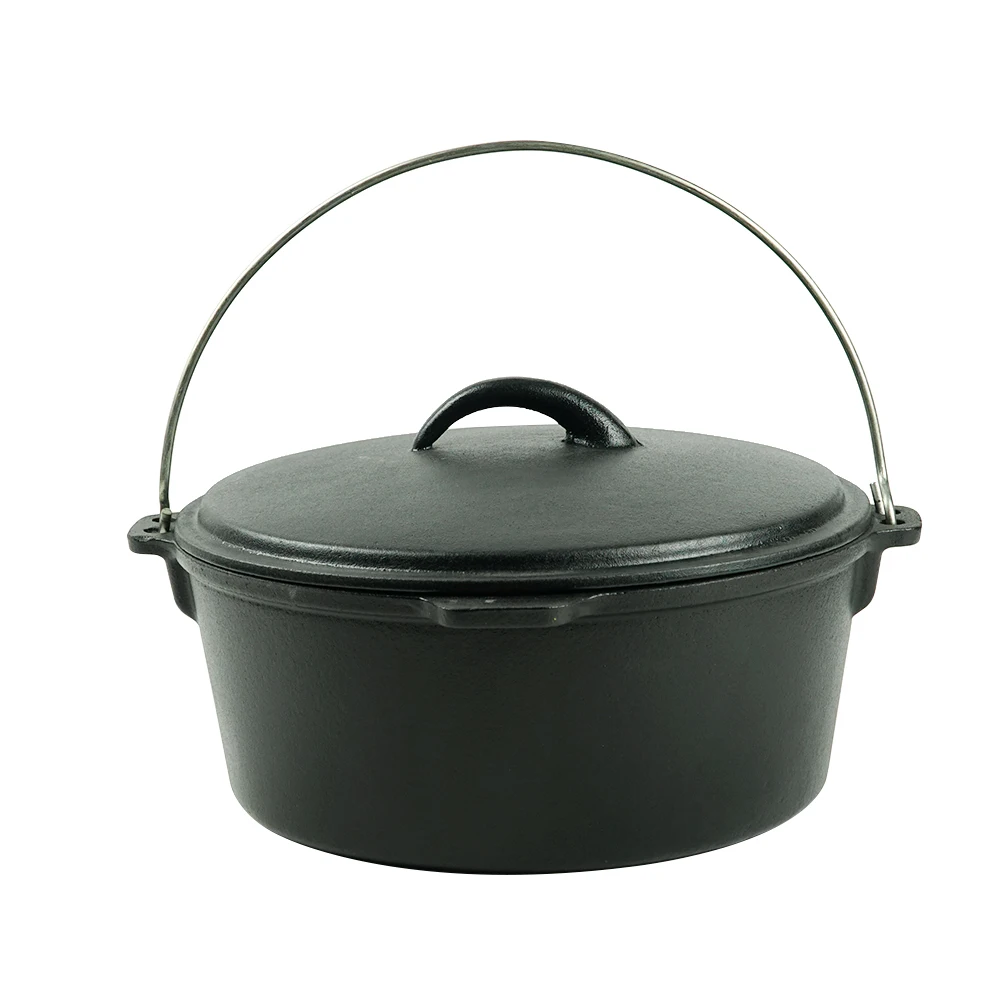 Outdoor 8.5QT CAULDRON Camping Cooking Pot Preseasoned Cookware Cast Iron Dutch Oven