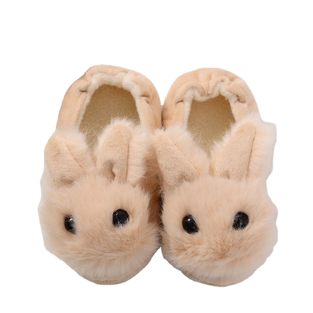 KYO Children Boys Girls Cute Cartoon Plush Rabbit Slipper Kids Indoor Fur Warm Shoes Child Home Floor Shoes