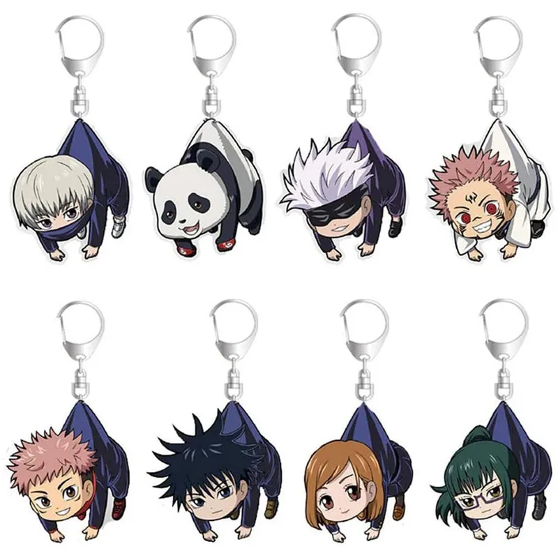 Hot Jujutsu Kaisen Yuji Itadori Keychain Fushiguro Megumi Cosplay Two-sided Fashion Acrylic Keyring Anime Jewelry Fans Souvenir