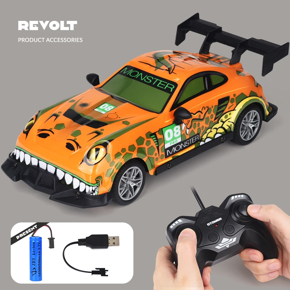 1:16 RC car 4 channels Remote Control Car with LED Lights Flexible Steering Long-Lasting Battery with TRY ME Button