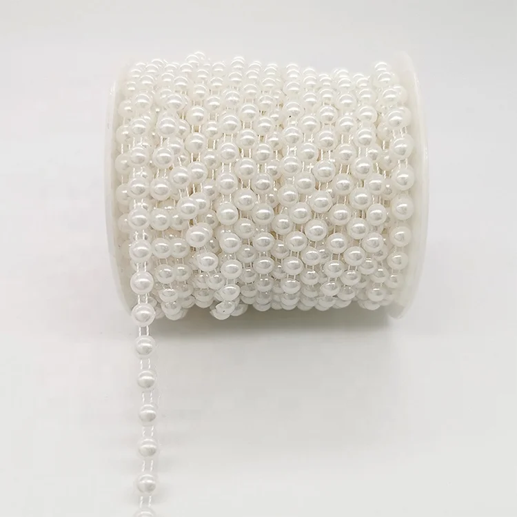 
best sell ivory White 6mm Half ball Pearlized Chain Trims Cup Chain Wedding Cake Decoration 
