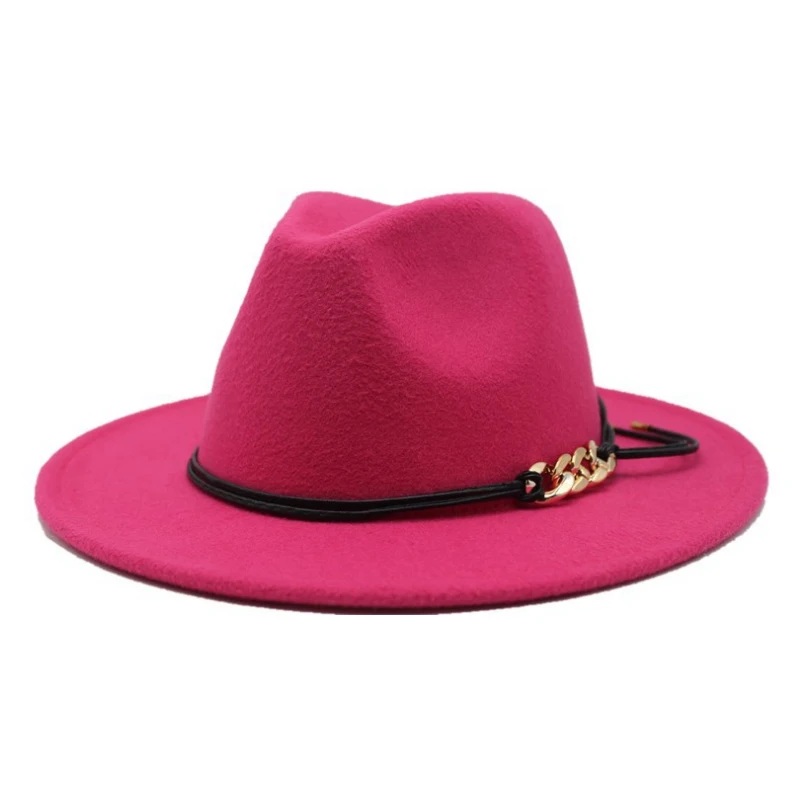 18 Colors High Quality Wholesale Fedora Hat For Men Different Color Wide Brim Fedora Hat For Women Belt Buckle Fedora Hat