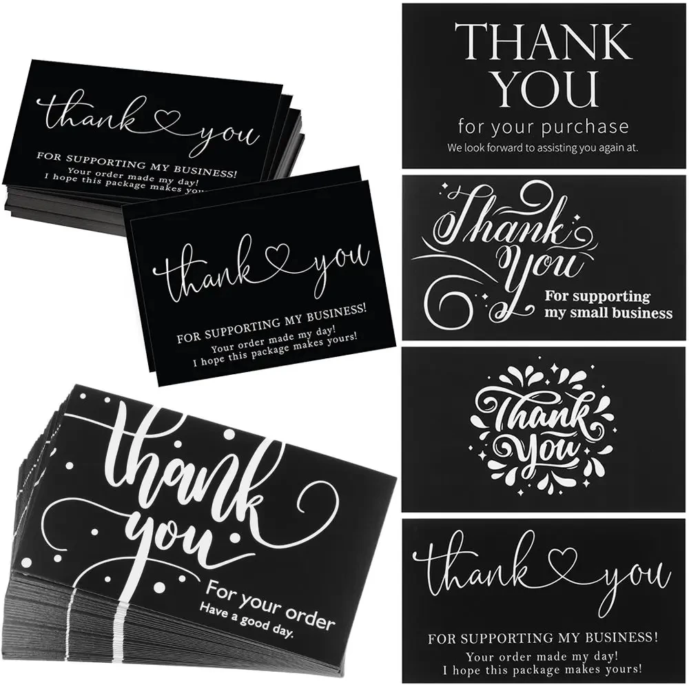 Custom Black Thank You Card for Business Thank You for My Small Business Card Thank You Business Cards